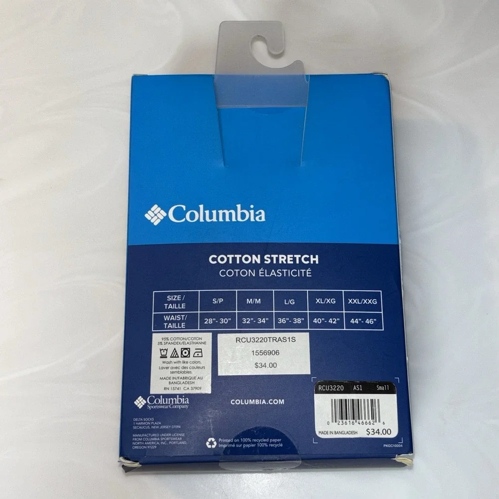 Columbia Men's Boxer Briefs COTTON Stretch S 28-30 3-Pack Blue/Navy Blue/Gray